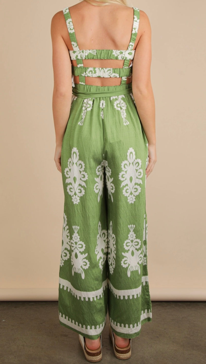 Boho Printed
Smocking Detail Jumpsuit