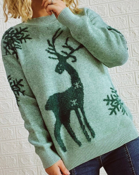 Christmas Snowflake Fawn Jacquard Knit Sweater