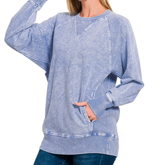 HALO WASHED FRENCH
TERRY ROUND NECK
PULLOVER