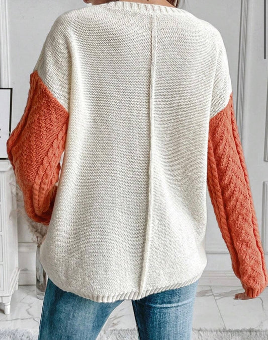 Colorblock Patched Pocket Drop Shoulder Sweater