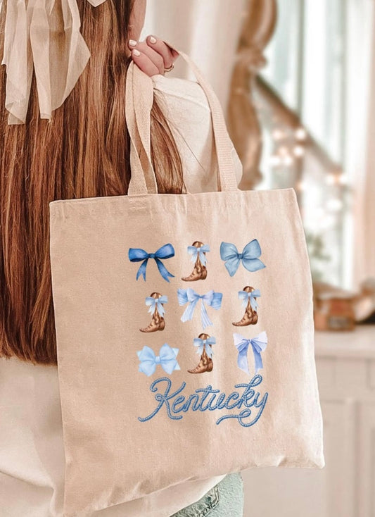 Kentucky Tote Bag, Bows, Coquette, Preppy, State Tote Bag