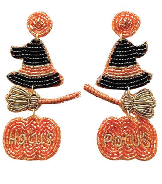 Halloween witches broom earrings