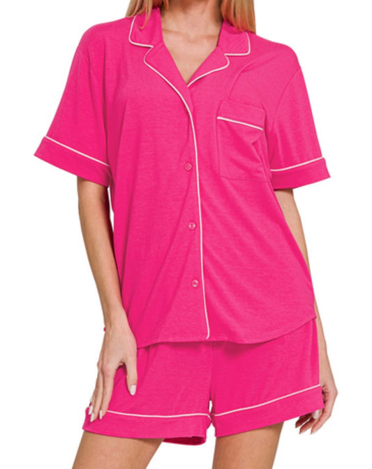 SHORT SLEEVE BUTTON DOWN SHIRTS & SHORTS
2 PIECE pajama SET