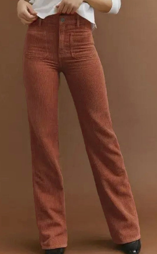 Corduroy High Waist Pocketed Pants