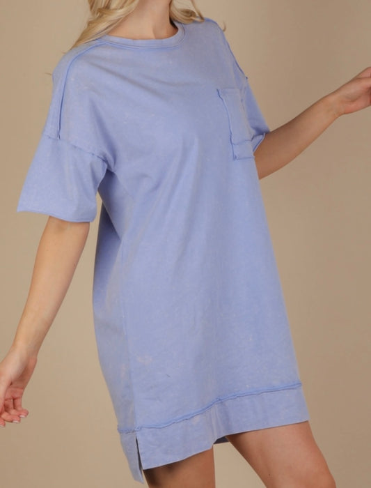 Mineral Washed blue Knit Shift Dress