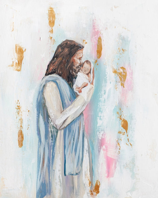 Jesus and Baby 'i Knew You' in Acrylic Gold Frame