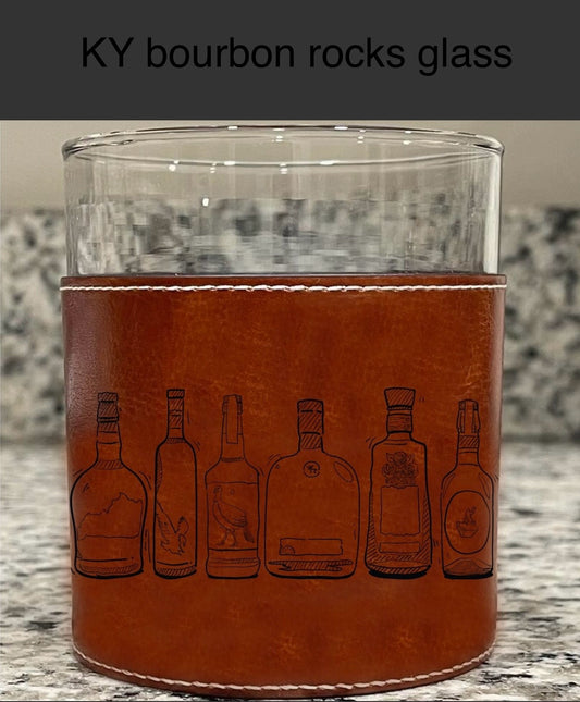 Bourbons of Kentucky Faux Leather Rocks Glass