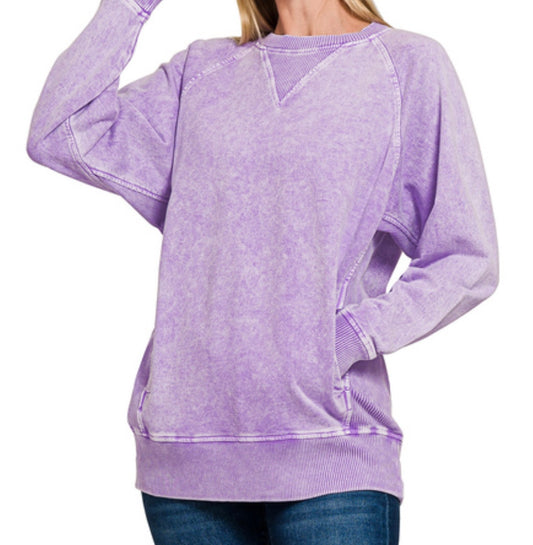 HALO WASHED FRENCH
TERRY ROUND NECK
PULLOVER