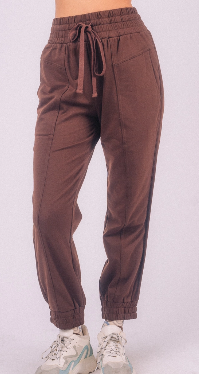 High Waist Solid Knit Jogger Pants - expressive