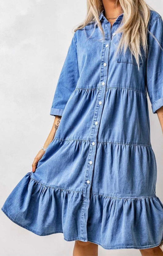 Denim Button Shirt Dress