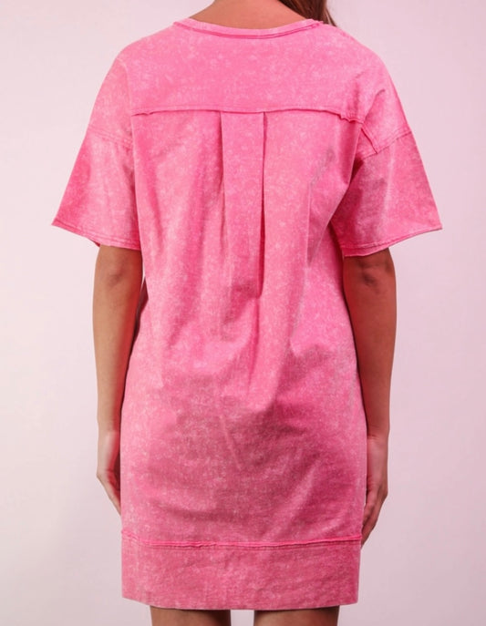 Mineral Washed pink Knit Shift Dress