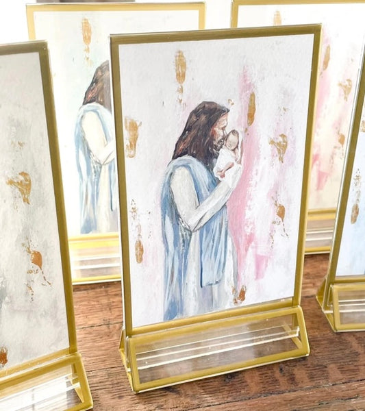 Jesus and Baby 'i Knew You' in Acrylic Gold Frame
