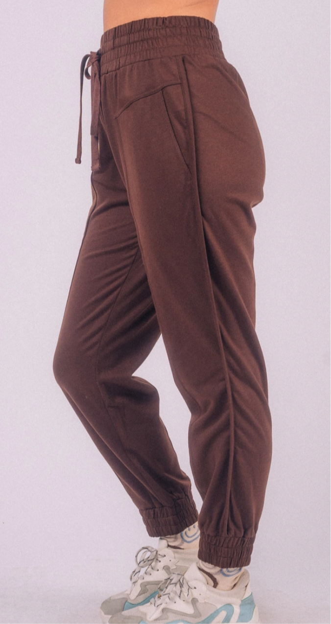 High Waist Solid Knit Jogger Pants - expressive