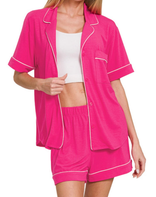 SHORT SLEEVE BUTTON DOWN SHIRTS & SHORTS
2 PIECE pajama SET