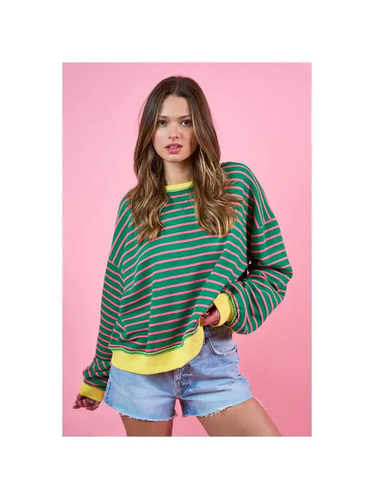 Striped color block sweatshirt