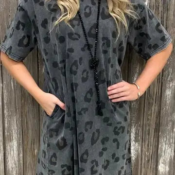 vintage stone washed leopard gray with pockets